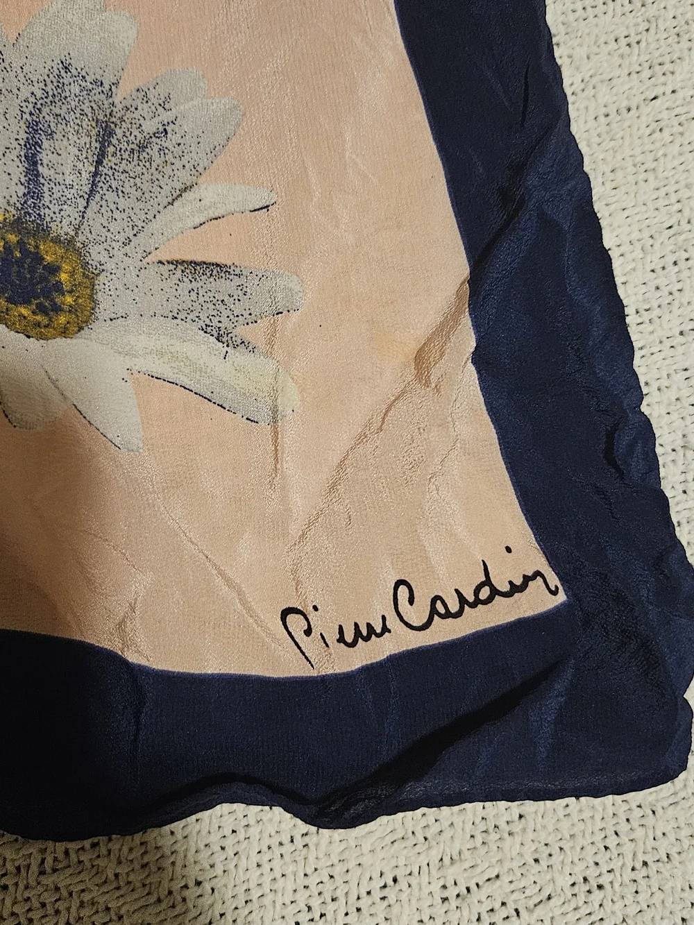 Pierre Cardin Silk  Patchwork Floral Scarf in Pink, Yellow & Navy
